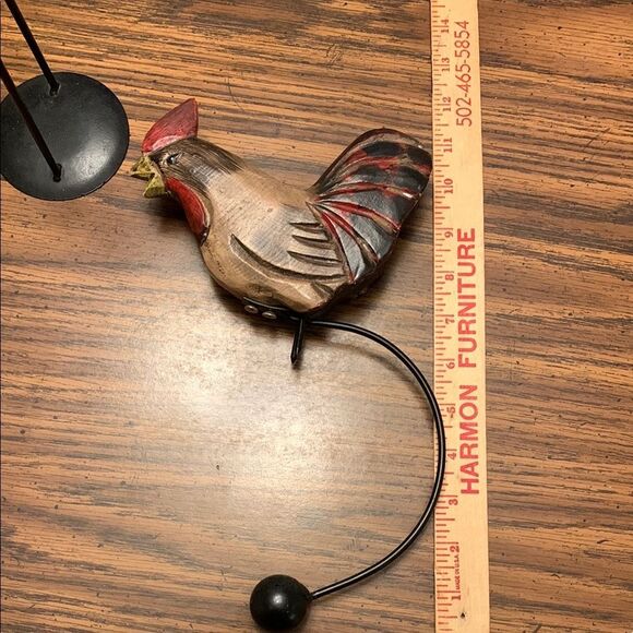 Vintage Rocking Balance Rooster Wood Sculpture - Picture 7 of 10